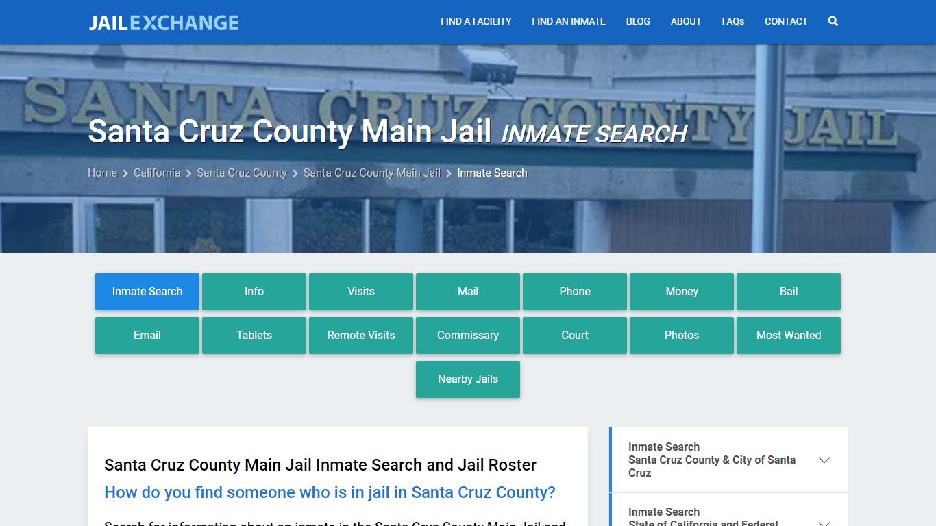 Santa Cruz County Main Jail Inmate Search - Jail Exchange